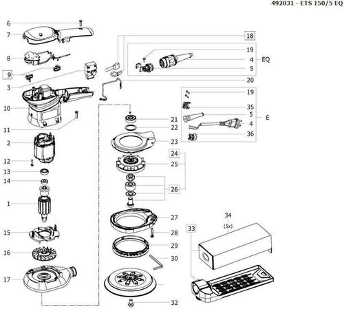 Rotor Kit de Modificación Incl. Sistema Electrónico  (Lijadora excéntrica ETS 150 POSICIÓN 1+8)